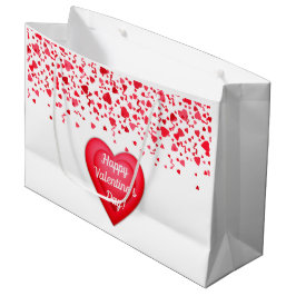 Sacola Para Presentes Grande Corações de Confetti Vermelho dia de os namorados