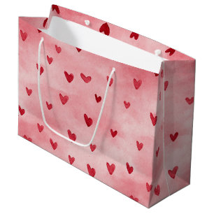 Sacola Para Presentes Grande Corações Doce Rosa Vermelho Dia de São Valentim