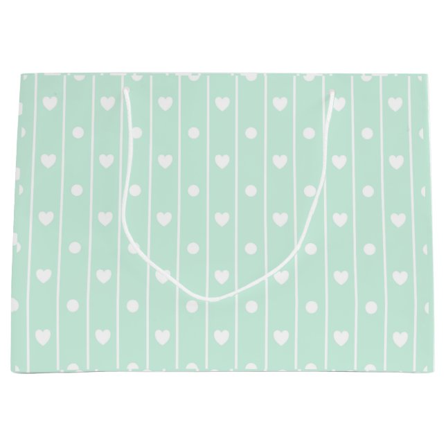 Sacola Para Presentes Grande Corações e listras (Frente)