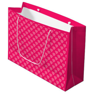 Sacola Para Presentes Grande Corações Rosa