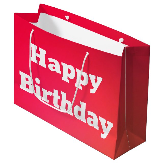 Sacola Para Presentes Grande Coral Rosa Feliz Aniversário Saco do Presente (Frente inclinada)