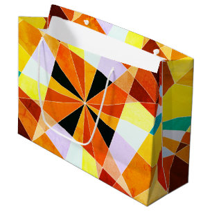 Sacola Para Presentes Grande Cores Quentes Legal Formas Geométricas Angulares