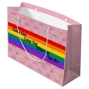 Sacola Para Presentes Grande Coroa chique Glam do brilho da bandeira do
