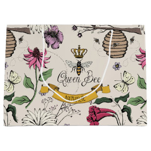 Sacola Para Presentes Grande Coroa Dourada da Rainha Abelha Marfim