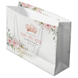 Sacola Para Presentes Grande Coroa princesa rosa e bonita Tiara Aniversário Flo