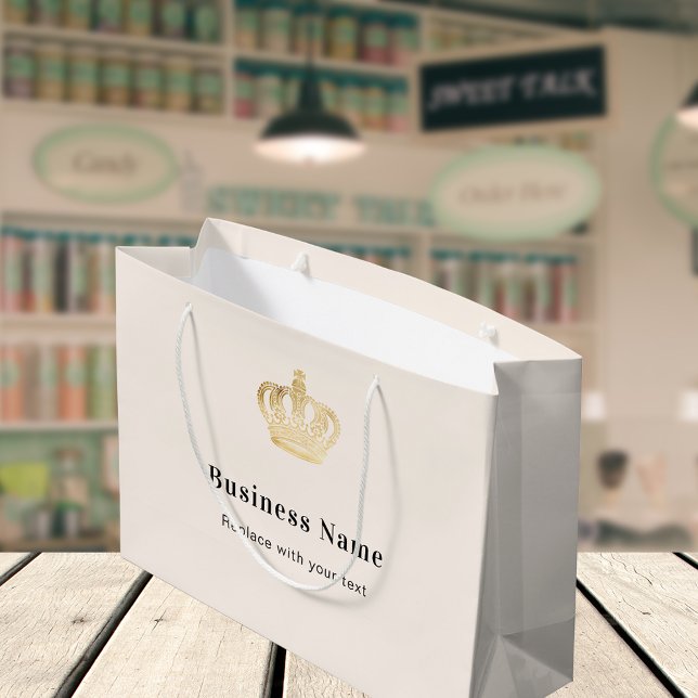 Sacola Para Presentes Grande Coroa real de negócios bege (Criador carregado)