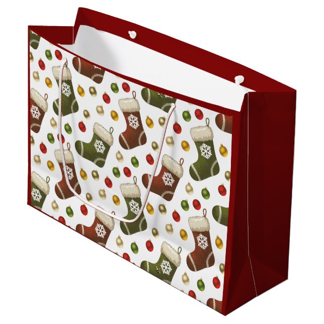Sacola Para Presentes Grande Coroas de Natal (Frente inclinada)