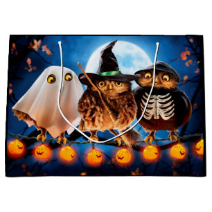 Sacola Para Presentes Grande Coruja de Halloween