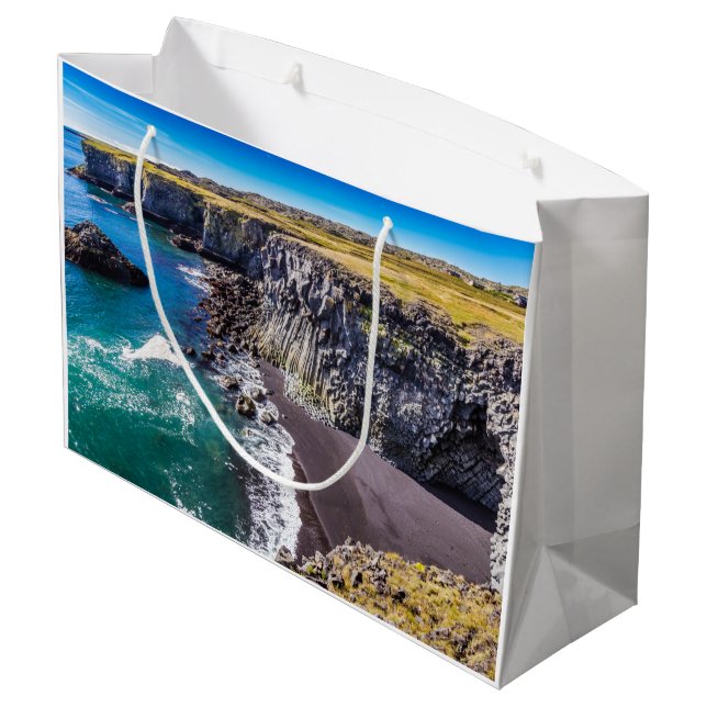 Sacola Para Presentes Grande Costa Hellnahraun, Islândia (Verso inclinado)