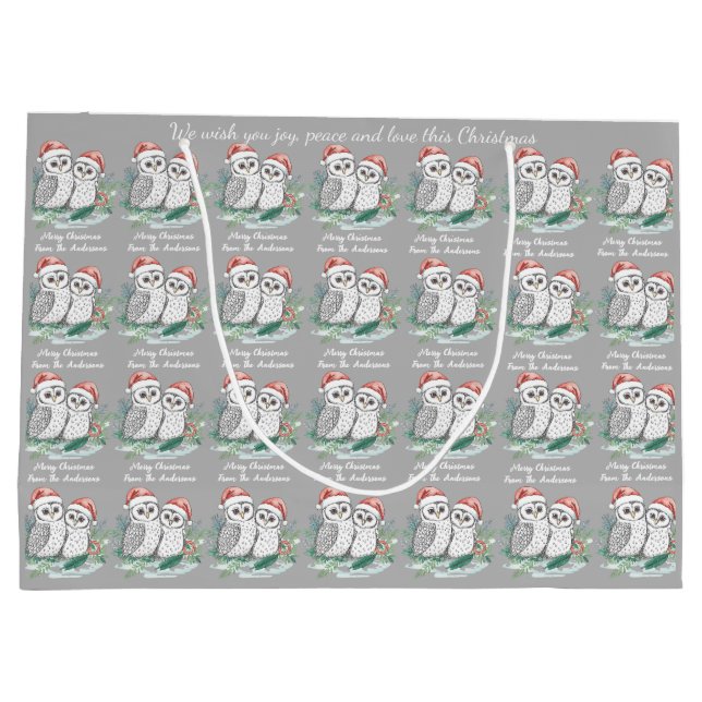 Sacola Para Presentes Grande Cosy Cute Owl Christmas Gift Bag (Verso)