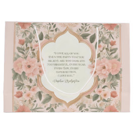 Sacola Para Presentes Grande Cota Românica Floral Rosa Boho