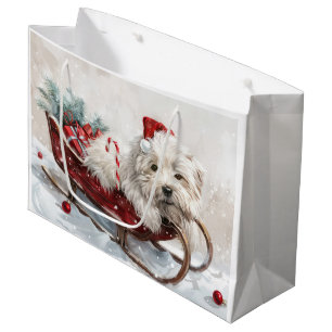 Sacola Para Presentes Grande Coton De Tulear Cão Festivo