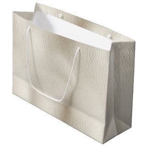 Sacola Para Presentes Grande Couro Falso Creme Branco Casamento