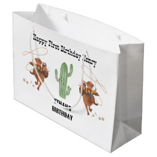 Sacola Para Presentes Grande Cowboy Birthday Rodeo