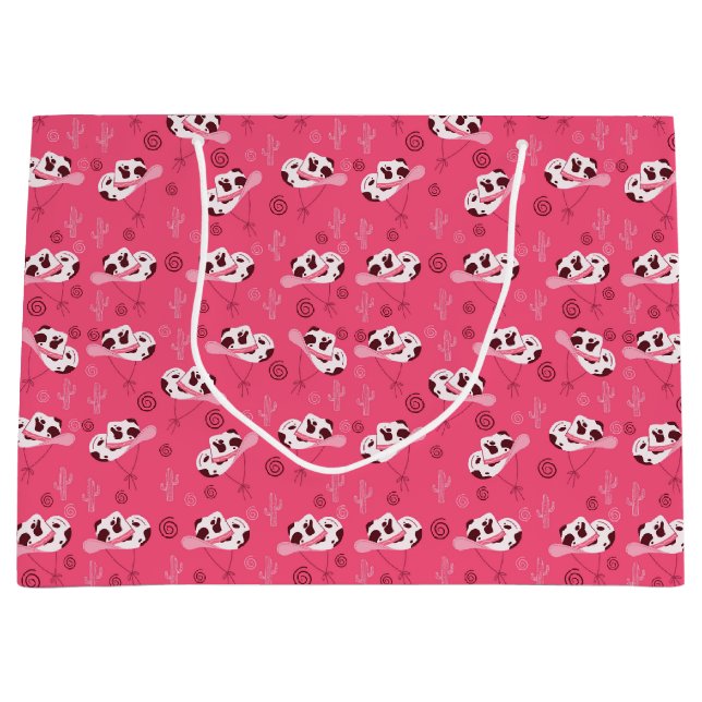 Sacola Para Presentes Grande Cowgirl Boots & Cactus Western Pattern (Frente)