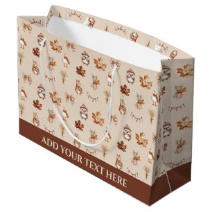 Sacola Para Presentes Grande Cozy Autumn Watercolor Pattert Large Gift Bag