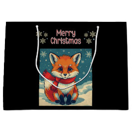 Sacola Para Presentes Grande Cozy Christmas Fox Gift Bag