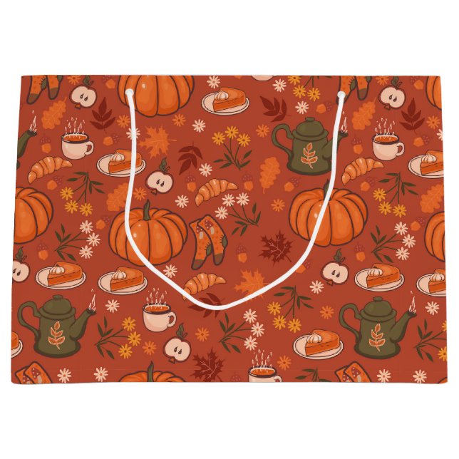 Sacola Para Presentes Grande Cozy Fall Autumn Gift Bag (Frente)