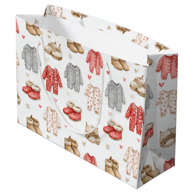 Sacola Para Presentes Grande Cozy Pajamas Boho Babyshower Pattern (Verso inclinado)