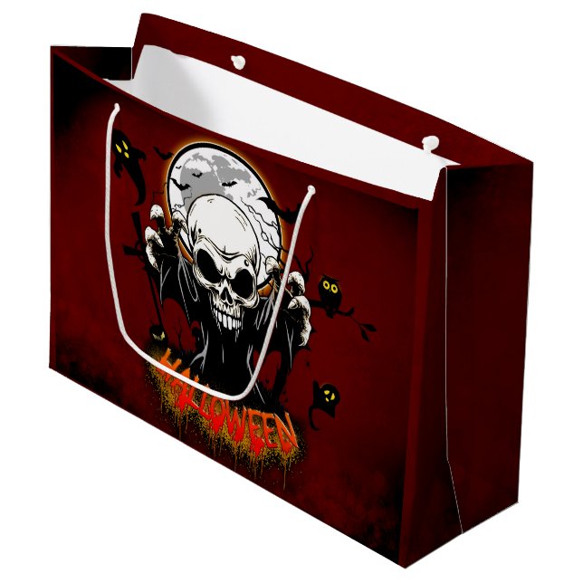 Sacola Para Presentes Grande Crânio com dentes afiados e ameaçadores (Frente inclinada)