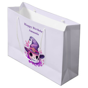 Sacola Para Presentes Grande Crânio em um Chapéu de Bruxa Aniversário Caprichos