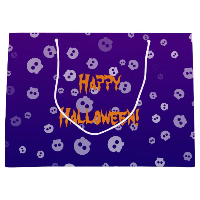 Sacola Para Presentes Grande Crânios de Halloween (Frente)