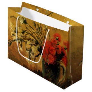 Sacola Para Presentes Grande Cravos Vermelhos e Brancos por Vincent van Gogh