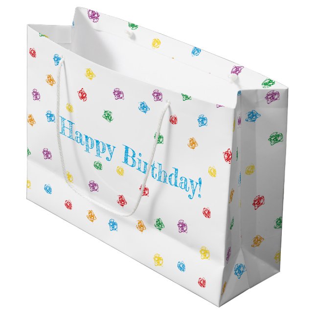 Sacola Para Presentes Grande Crayon bolsa regalo "Happy Birthday" (Frente inclinada)