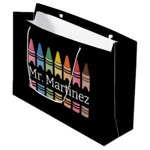 Sacola Para Presentes Grande Crayon Personalizado Nome do Professor Fofo Volta 