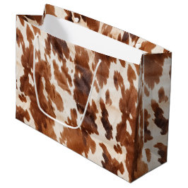 Sacola Para Presentes Grande Cream Brown Cowhide Ocidental