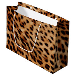 Sacola Para Presentes Grande Cream Brown Leopardo Print
