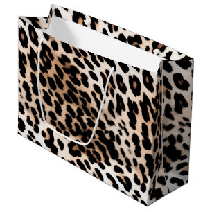 Sacola Para Presentes Grande Creme Black Lepard