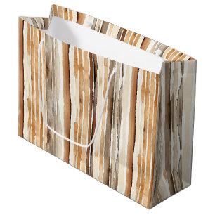 Sacola Para Presentes Grande Creme Brown Ocidental Stripes Aniversário
