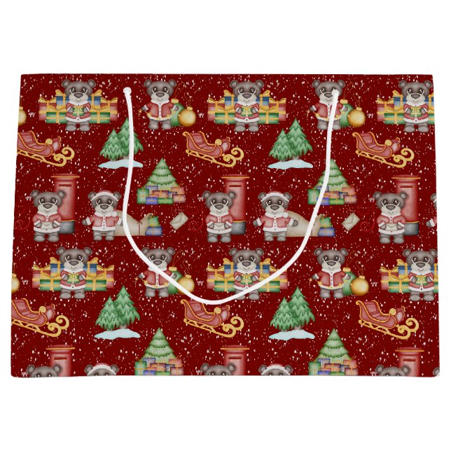 Sacola Para Presentes Grande Crianças Bebidas Festivas Festivas Cuecas de Natal (Frente)