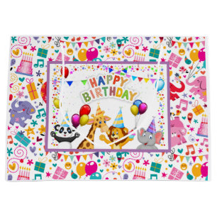 Sacola Para Presentes Grande Crianças Feliz Aniversário