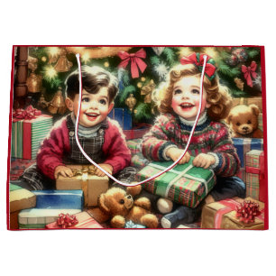 Sacola Para Presentes Grande Crianças Nostálgicas Doce no Natal de e para