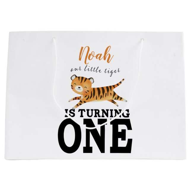 Sacola Para Presentes Grande Crianças Personalizadas Primeiro Monograma de Aniv (Frente)