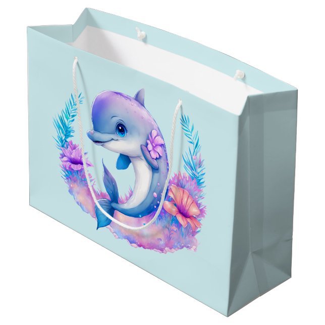 Sacola Para Presentes Grande Criatura Do Mar De Golfinho (Verso inclinado)