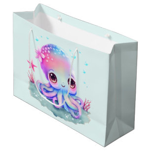 Sacola Para Presentes Grande Criatura do Mar de Octopus Cute