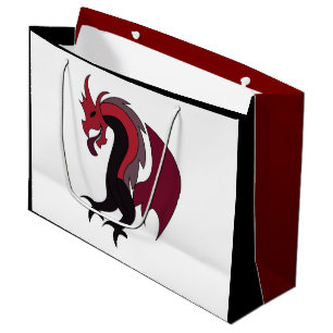 Sacola Para Presentes Grande Criatura Mítica Dragão Preto Vermelho