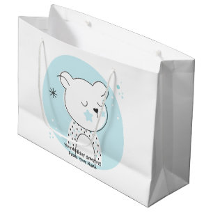 Sacola Para Presentes Grande Crie o seu próprio Urso Retro de Teddy Azul Natal