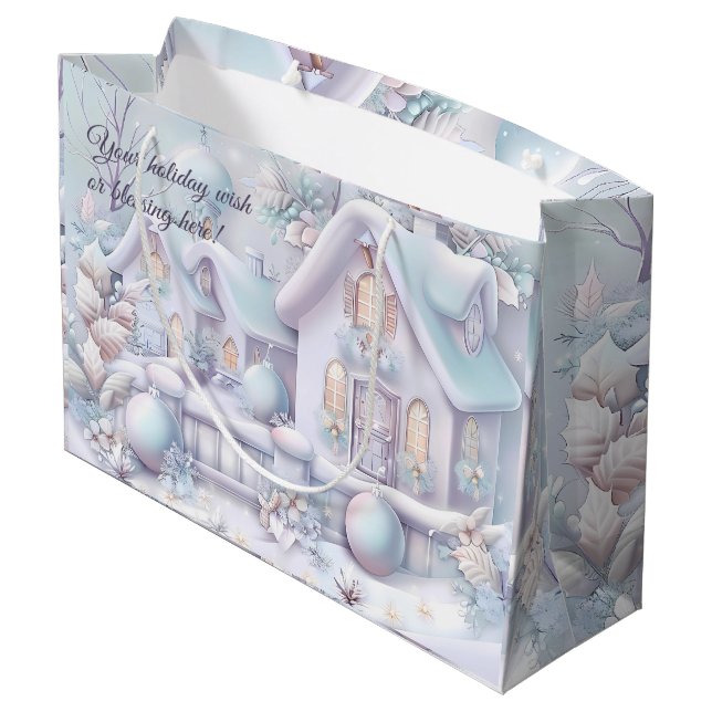 Sacola Para Presentes Grande Crie Seu Próprio Algodão Iridescente De Neve De In (Verso inclinado)