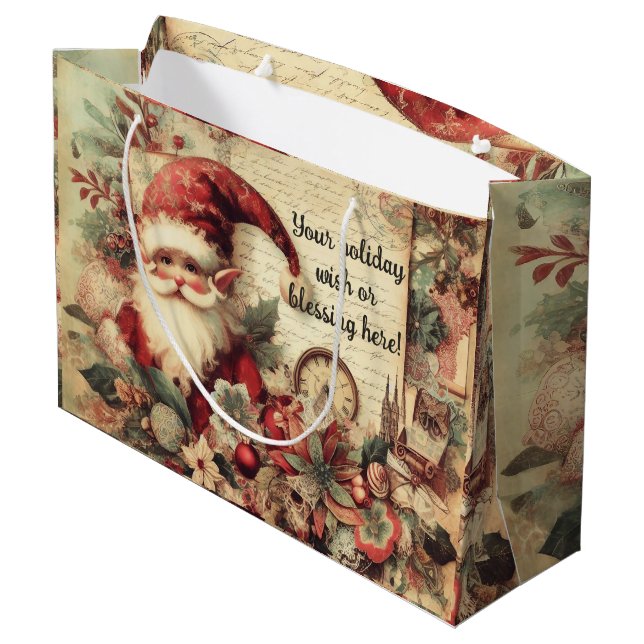 Sacola Para Presentes Grande Crie seu próprio Gnomo de Natal vitoriano (Verso inclinado)