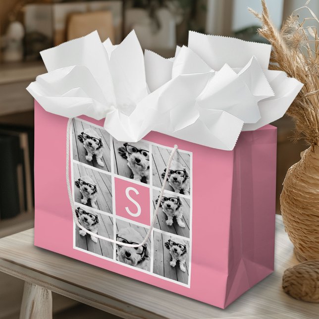 Sacola Para Presentes Grande Crie seu próprio Monograma Personalizado de Colage (Custom Gift Bag)