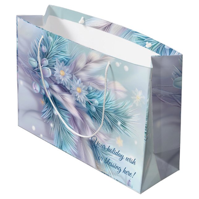 Sacola Para Presentes Grande Crie seu próprio Natal com Pampas e Pinhas (Verso inclinado)