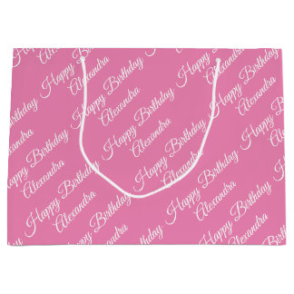 Sacola Para Presentes Grande Crie seu próprio nome, Birthday Girl Large Gift Ba
