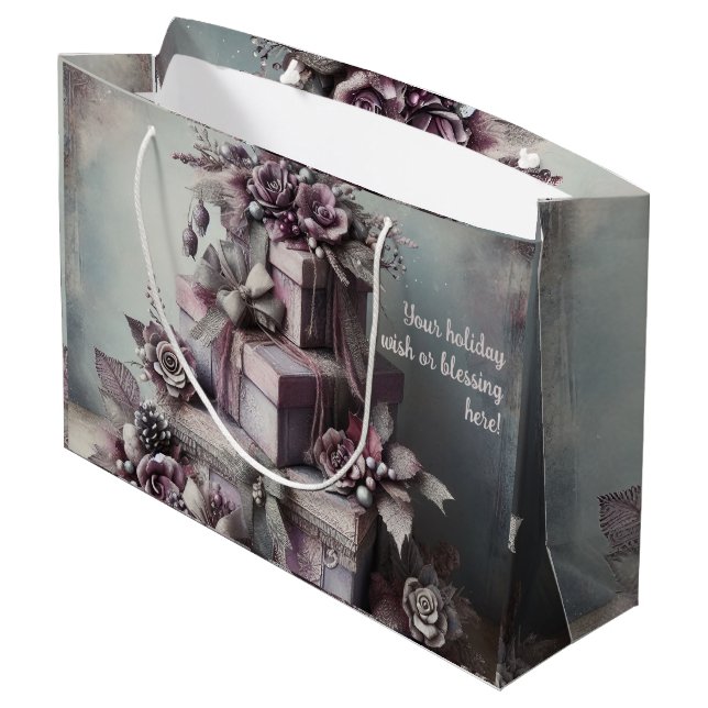 Sacola Para Presentes Grande Crie seu próprio Rosa roxo presente (Verso inclinado)