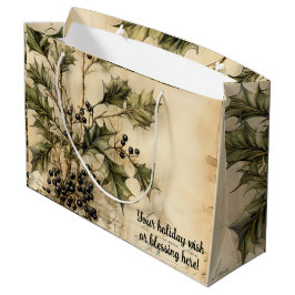 Sacola Para Presentes Grande Crie seu próprio Vintage Dark Winter Berries