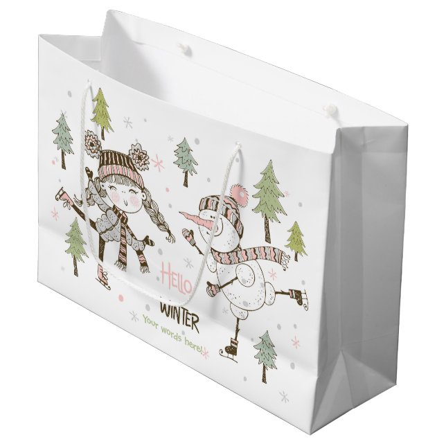 Sacola Para Presentes Grande Crie Seus Próprios Amigos De Inverno De Pé De Gelo (Frente inclinada)