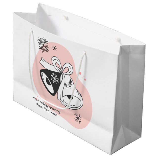 Sacola Para Presentes Grande Crie seus próprios sinos de Natal retrô laranja (Frente inclinada)